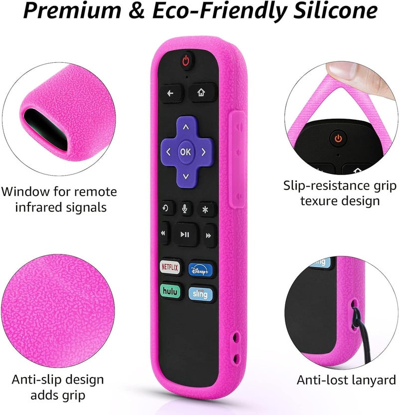SOTATOO Roku TV Remote Case, 2 Pack, Silicone Protective Controller, Glow in the Dark Yellow and Rose Red, Easy to Find Your Remote Anywhere - Image 5